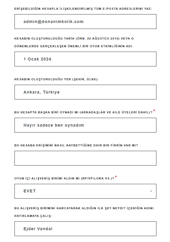 Valorant Bilet Gönderme