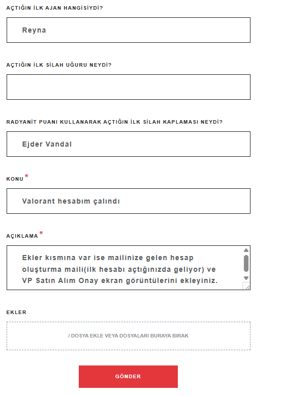 Valorant Bilet Gönderme