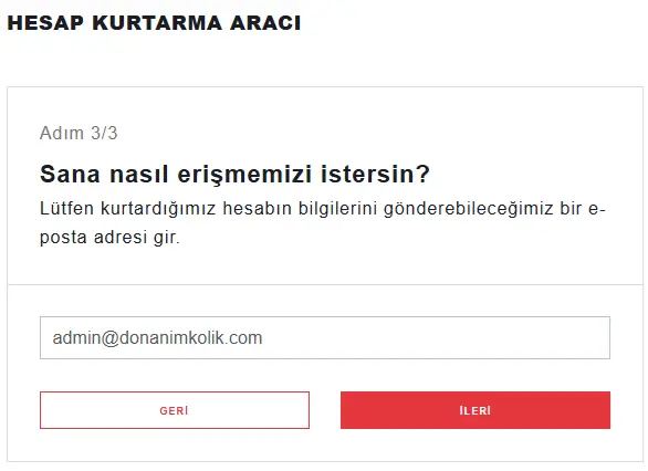 Valorant Hesap Kurtarma Aracı Formu 3. Sayfa