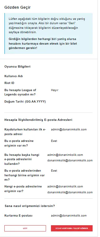 Valorant Hesap Kurtarma Talebi Gönder