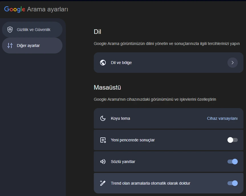 Google Trend Aramaları Kapatma